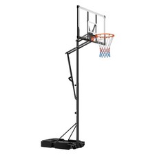 5.25-10ft Dual-Brake Wheel Basketball Stand w/48in PC Backboard Portable