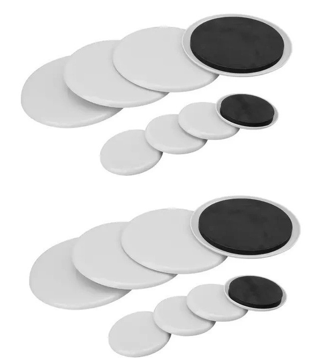 Round Furniture Sliders - 16 Pack of 3.5" & 7" (8 Each)