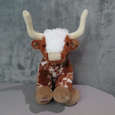 Build-A-Bear Workshop Texas Longhorn Bull Plush Stuffed Animal Brown White Horns