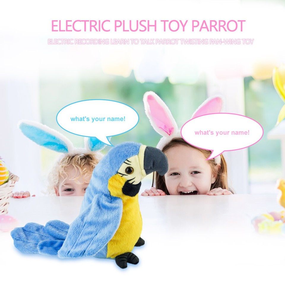 Electric Talking Parrot Plush Toy Sound Recording Waving Wings Bird
