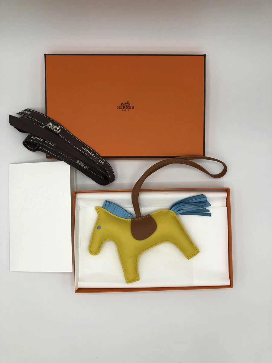 Replica Hermes Rodeo Horse Bag Charm In Yellow/Camarel/Pink Leather