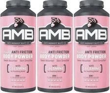 Lady Anti Monkey Butt AMB 8 Oz Anti Friction Calomine Body Powder - Pack of 3