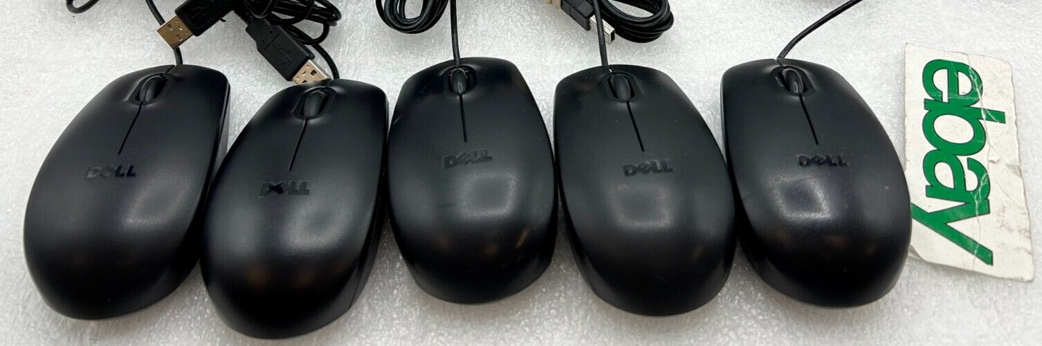 LOT OF 5  Dell USB Wired Scroll Wheel Optical Black Mouse MS111-P Free Shipping