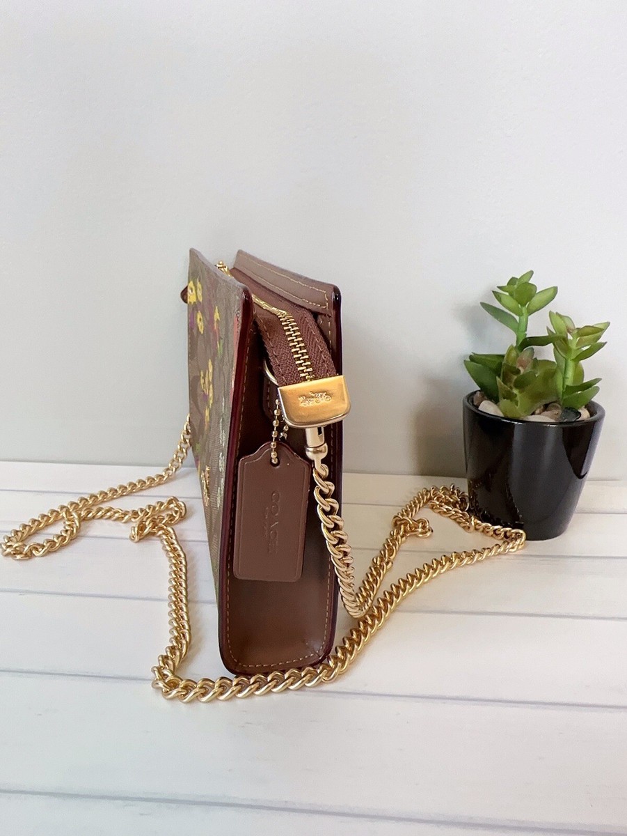 ショルダーバッグ・ポシェット COACH Slim Crossbody Bag Signature With Floral Print  CBA71 Coach Slim Crossbody In Signature Canvas With Floral Print