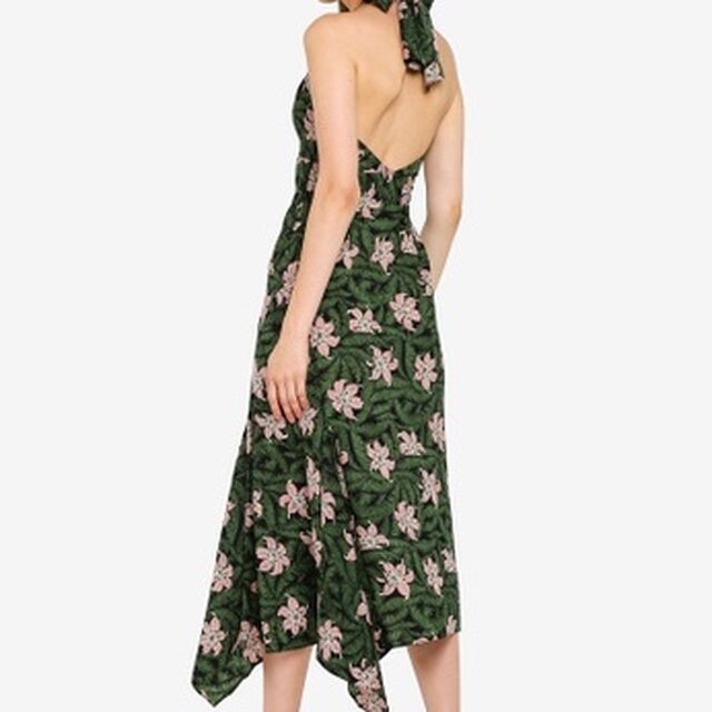 white halter open back dress Cipriana Backless Halter Maxi Dress Embellished Floral White XL main image 1