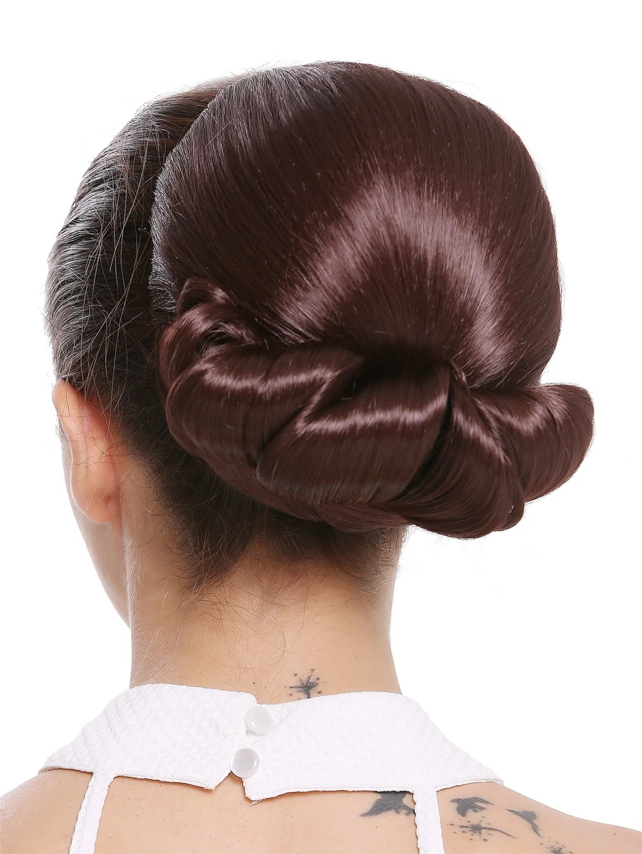 Chignon Postiche Cheveux Synthétiques - Châtain Méché Doré - Moyenne Longueur - Neuf Avec étiquettes