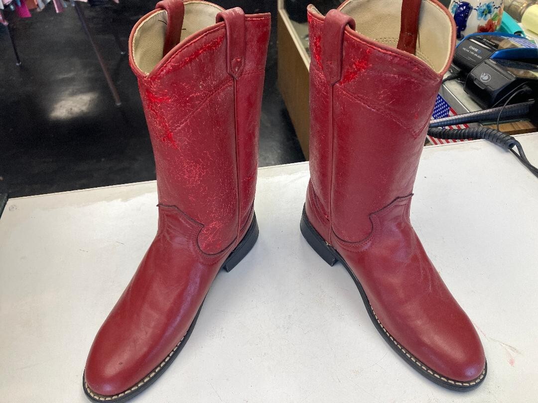 Laredo Boots Red Leather Roper Western Cowboy Boots Women's Size