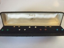 Vintage 1970's Boxed Set Of Seven Pairs of Stud Earrings Made in USA
