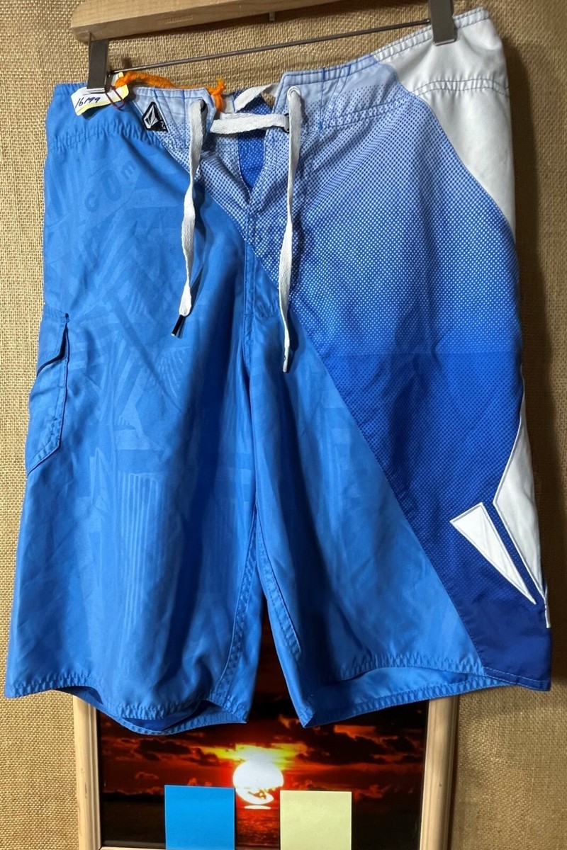 Volcom Board Shorts Pure FUNction men's blue W32 pocket Cinch Fly