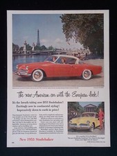 1954 Studebaker Commander Starliner Vintage Large Ad The New American Car... 1954 Studebaker Commander Starliner Vintage Large Ad The New American Car...