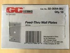 Box of 10 New GC Electronics 32-3054-BU Wall Plate Feed Thru Wall Plates, White 