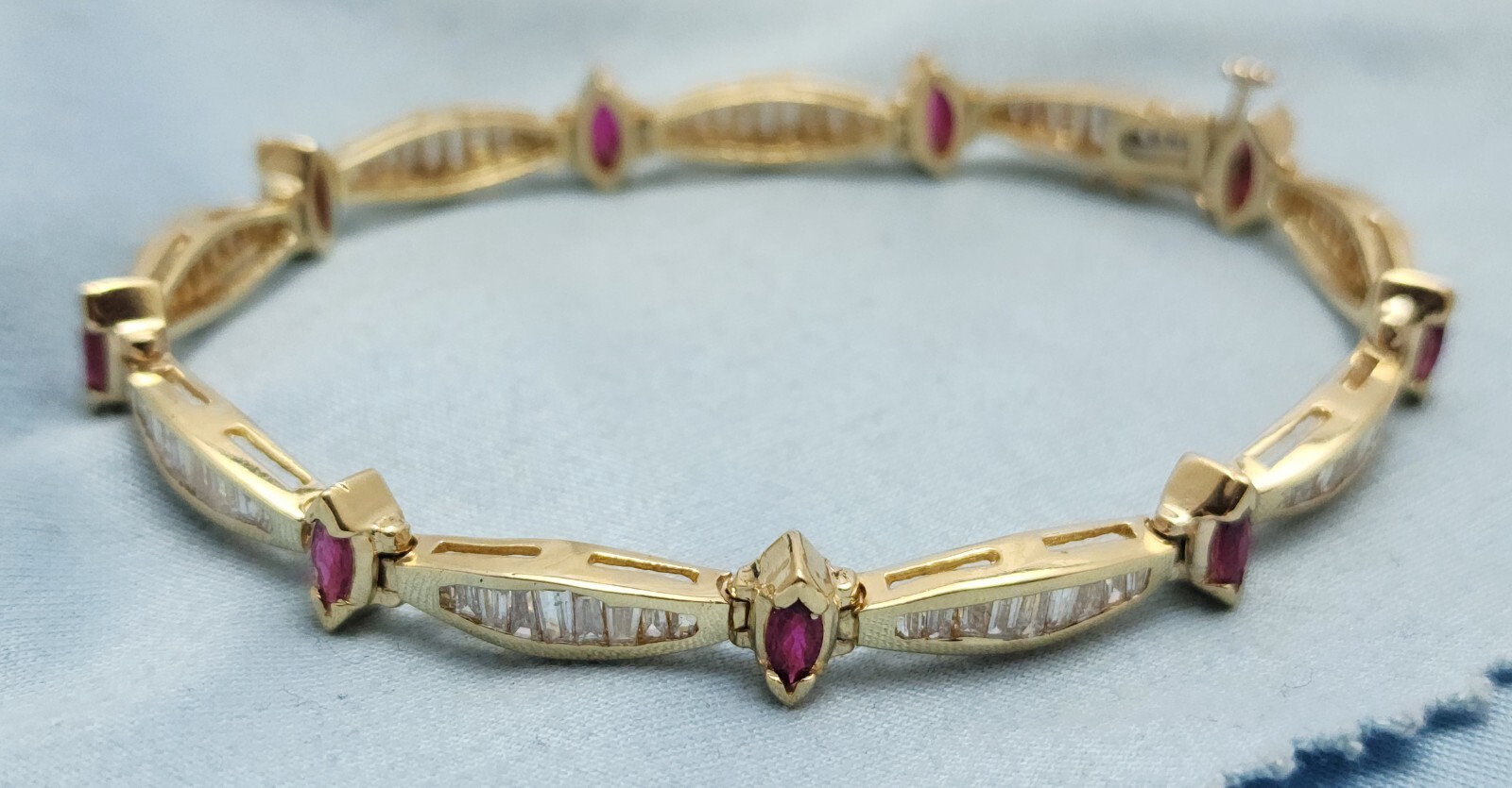 Unique 14K Solid Yellow Gold Designer Ruby & Diam… - image 16