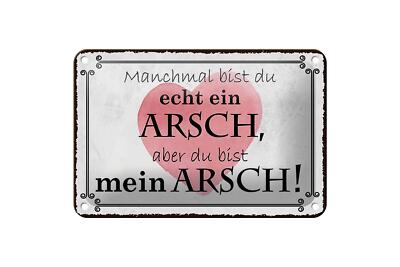 Blechschild Spruch 18x12 cm manchmal bist du ein ARSCH aber Deko Schild