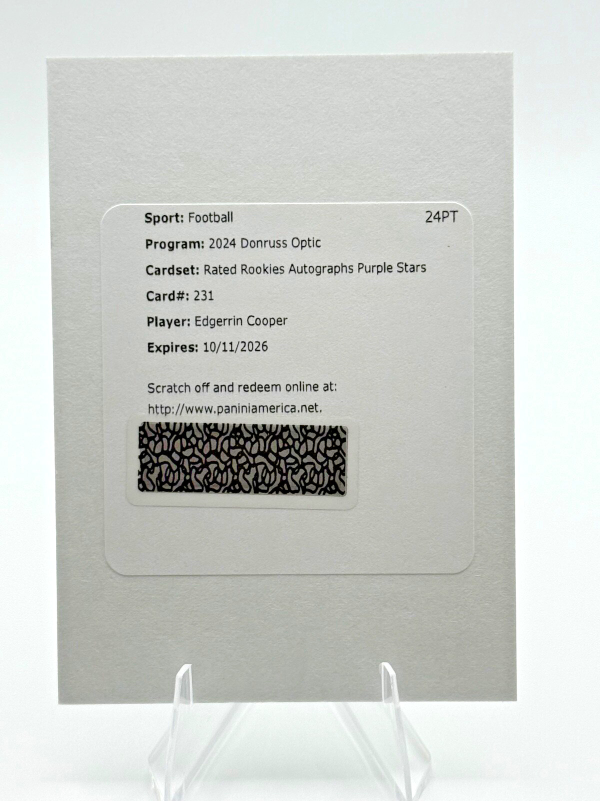 2024 Donruss Optic Edgerrin Cooper Purple Stars /42 Rated Rookie Auto #231 🔥