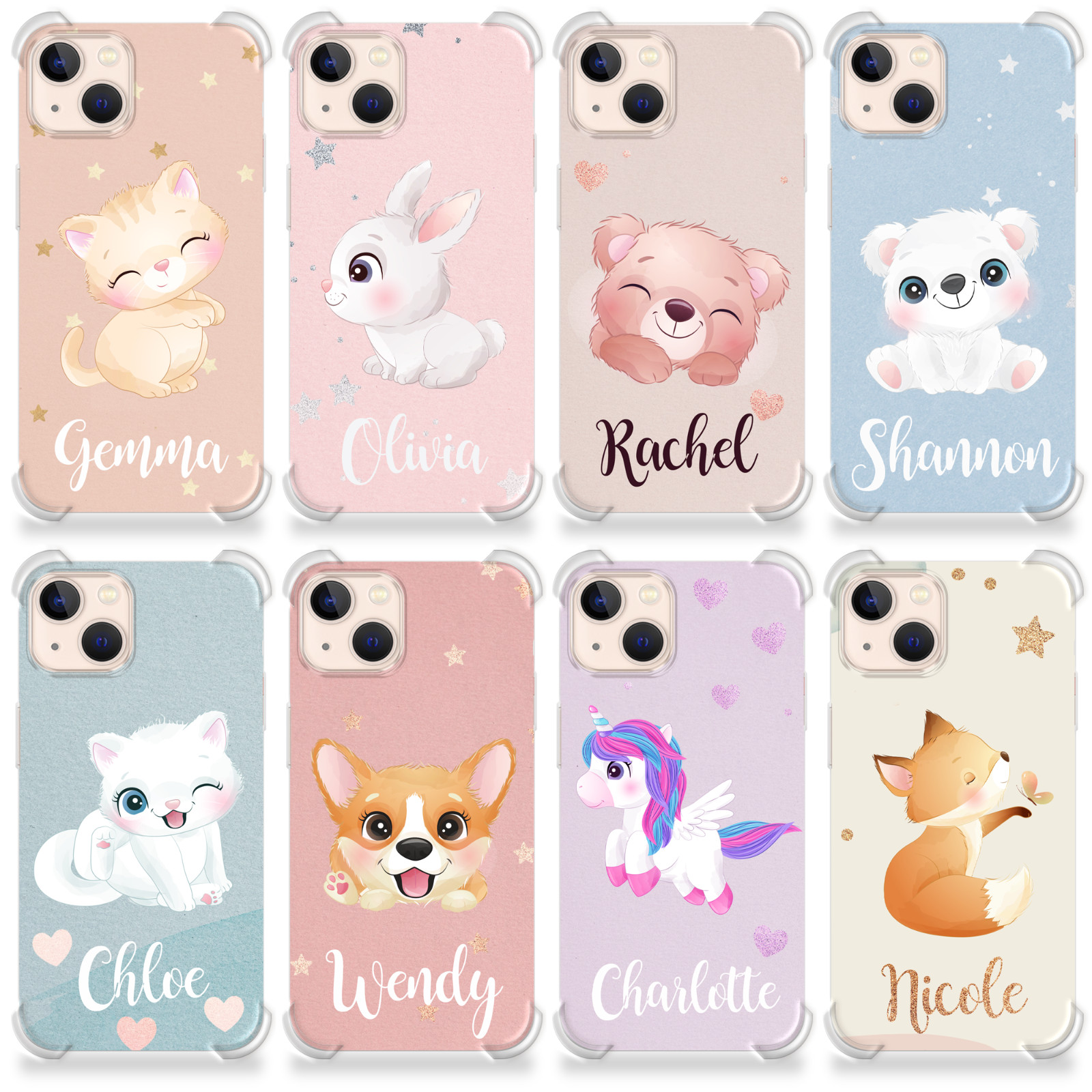 TELÉFONO PERSONALIZADO LINDO ESTUCHE ANIMAL NOMBRE CUBIERTA A PRUEBA DE GOLPES PARA IPHONE 13 12 11