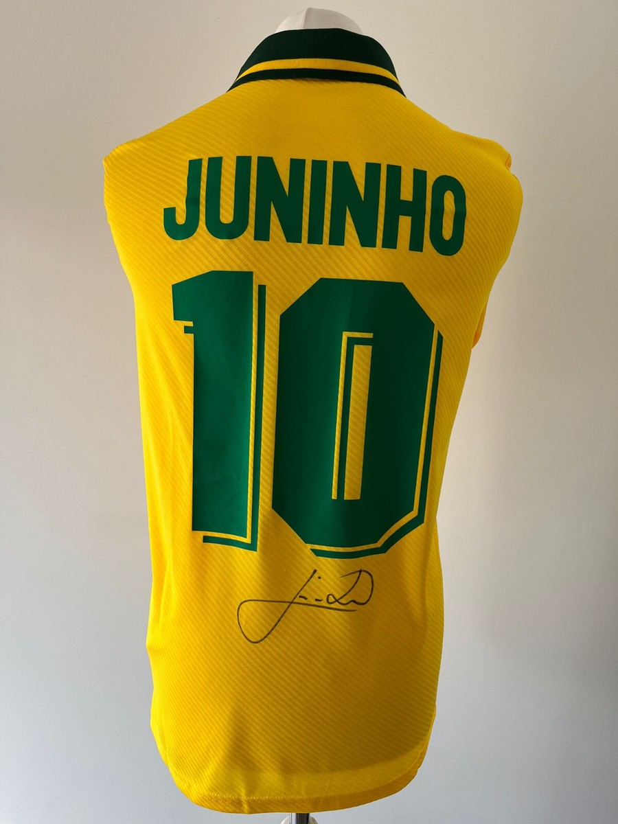 Signed JUNINHO PAULISTA Brazil 1996 Retro Shirt EXACT PROOF/COA