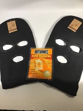 SKI MASK FLEECE LINED Super Warm 2 Pc Black One Size Bonus Gift Hand Warmers
