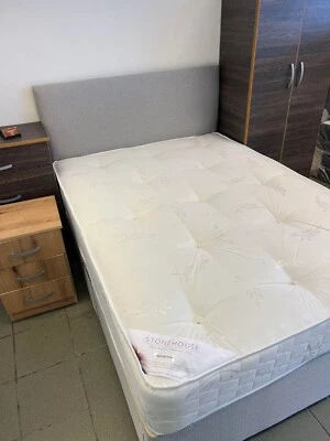 STONEHOUSE BASE IN GREY, WITH MATTRESS AND HEADBOARD!