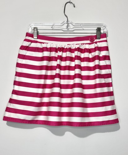 Lilly Pulitzer Mimosa Womens Skirt S Cotton Pink White Striped Pockets - 第 1/9 張圖片