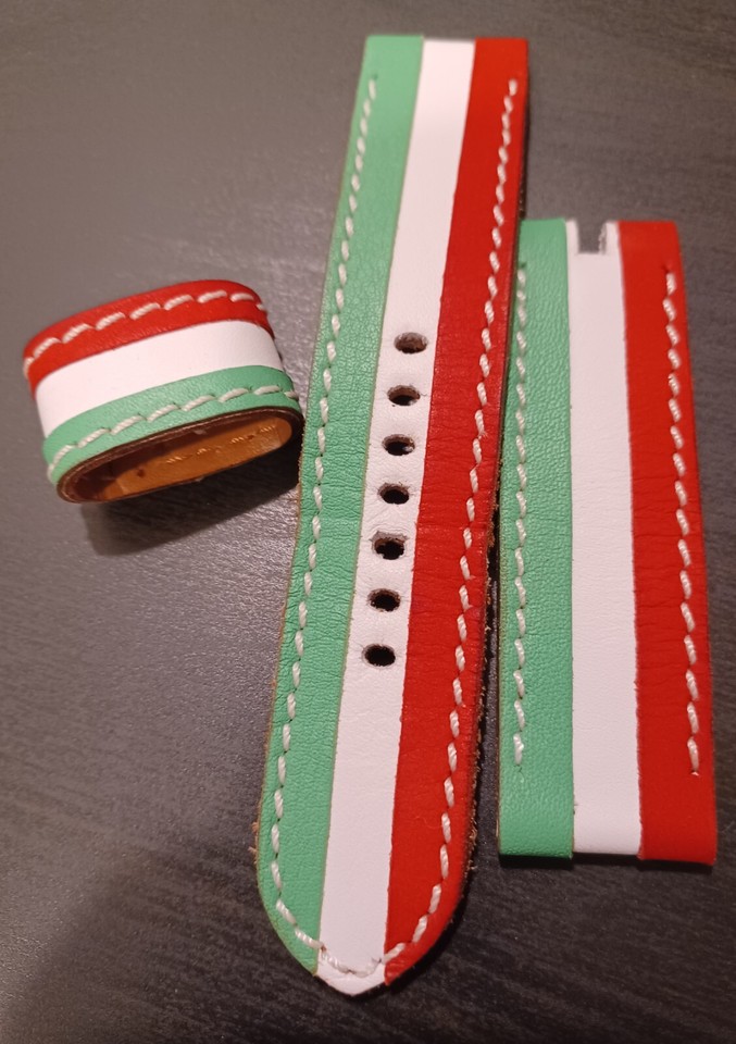 Panerai watch strap leather 24mm Italian Flag Colors eBay