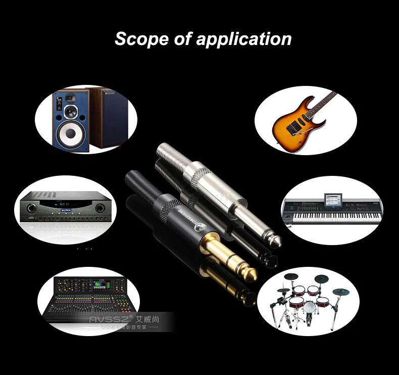 6.35mm Jack Plug Stereo 2Pole Mono Plug Connector Audio 1/4" TS TRS - Image 2 of 4