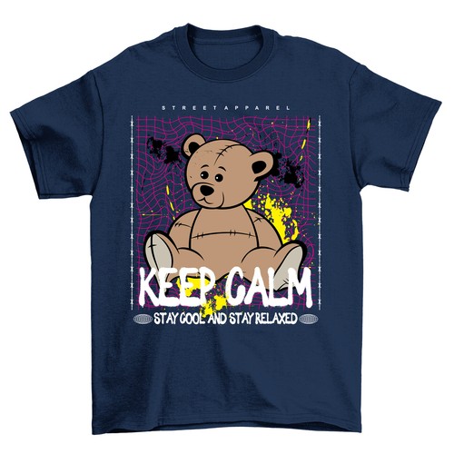 "bearstreet1-52" Huggable Bear Print, Funny T-shirt for Bear Lovers. 100% Cotton - Picture 3 of 35