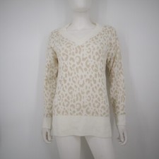 NWT Women's Nine West Cream Ivory Gold Shine V-Neck Step Hem Tunic Sweater XS