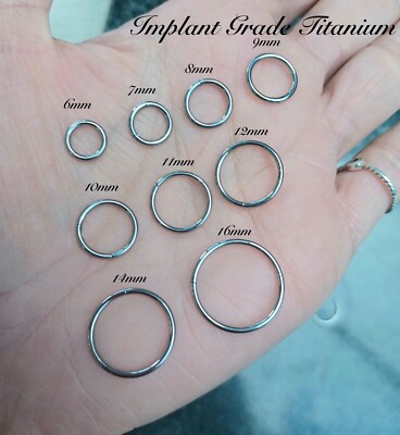 Implant Grade TITANIUM Hinged Segment Ring Hoop Earring Lip 1mm  6mm 20g UK