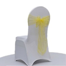 yellow organza chair sashes ties bow chair ribbons wedding birthday party decor