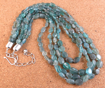 Jay King DTR Sterling Silver Blue Apatite 4 Strand Oval Gemstones Necklace #838