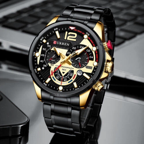 Luxus Herren Armbanduhr Chronograph Wasserdicht Kalender Datum Analog Quarz Uhr - Bild 4 von 4