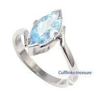 Natural Blue topaz Gemstone with 925 Sterling Silver Ring For women's Ct055