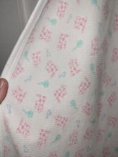 Vintage Baby Blanket Pink Kittens Blue Ball Of Yarn Nursery 36x25