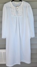 VTG KOMAR Cozy'n'Carefree Nightgown White Dotted Lace  Embroidery Trim w/Tags
