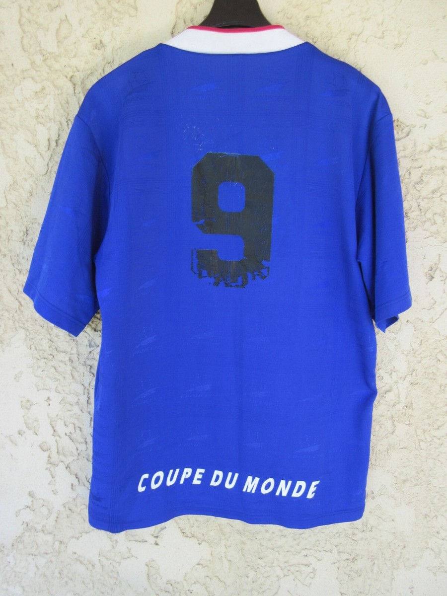 Maillot Vintage France 98 Coupe Du Monde N°9 Football Domicile Bleu Taille M