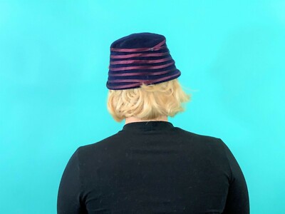 Vintage 1950s Bucket Hat Purple Stripe Floral Hat Vintage 1950s Bucket Purple Stripe Floral Hat | eBay main image 3