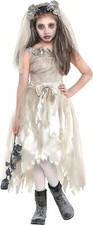 Crypt Bride Zombie Living Dead Girl Ghost Fancy Dress Up Halloween Child Costume