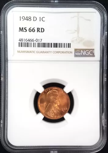 1948 D Lincoln Cent certified MS 66 RD by NGC! 