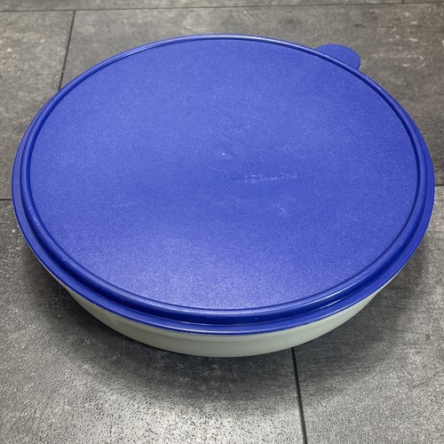 Vtg Tupperware Pie /Cupcake /Cookie Keeper 12" Round #242 with blue lid GUC