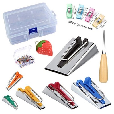 Fabric Bias Tape Maker Set of 19pcs Tools with Instruction,Bias Maker 1/4'' 3/...