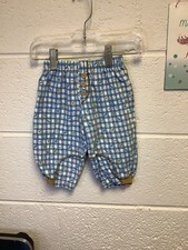 Vintage Lullaby Club Baby Boys 6-9M Blue Check Pants Nautical Print 100% Cotton