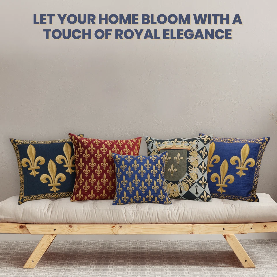 The Fleur De Lys Rouge European Cushion Cover Belgian Home Decor Pillow 18x18 in - Image 4 of 4