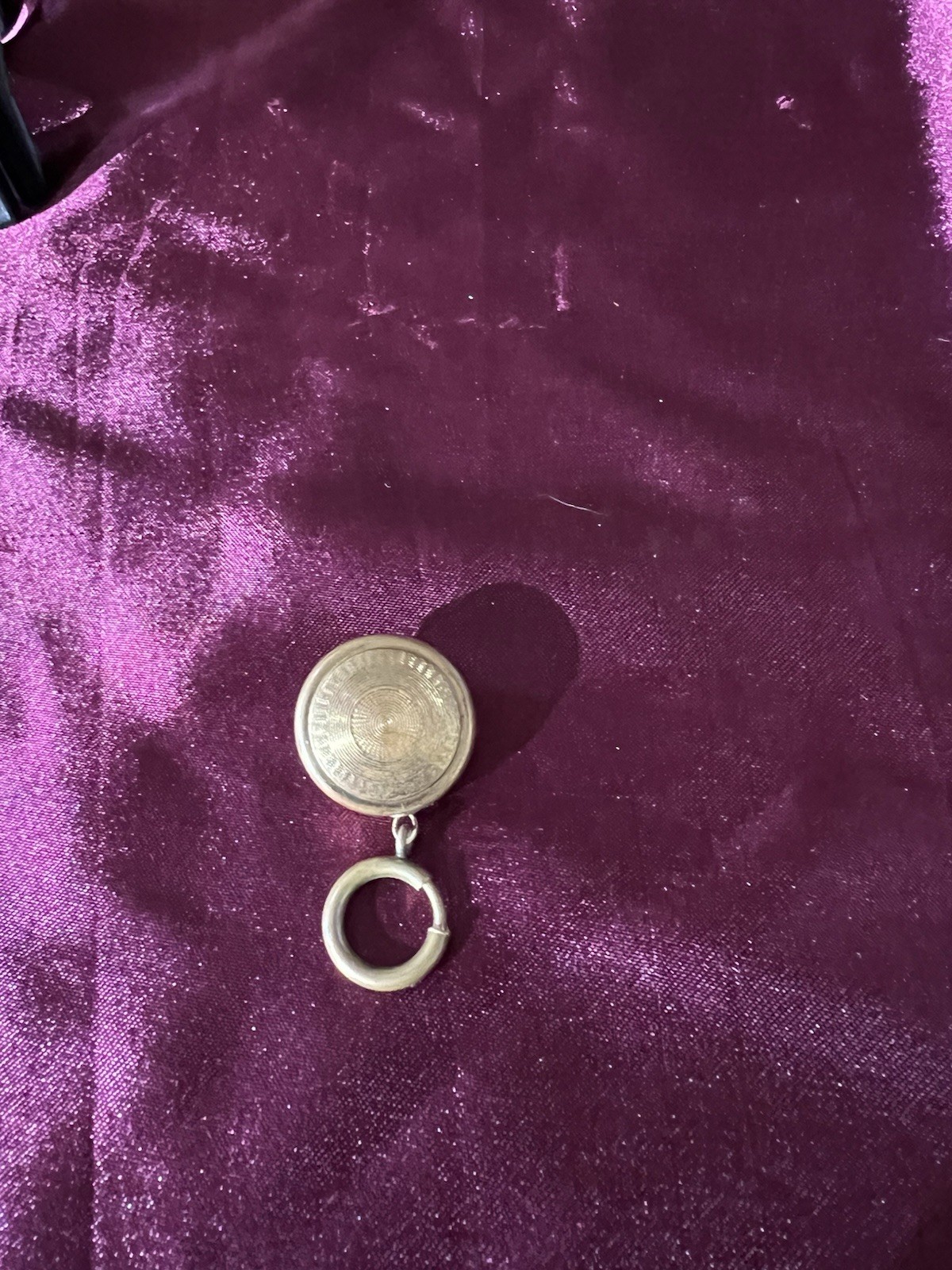 Antique Brass Retractable Pocket Watch Fob Chain Nurse Pin