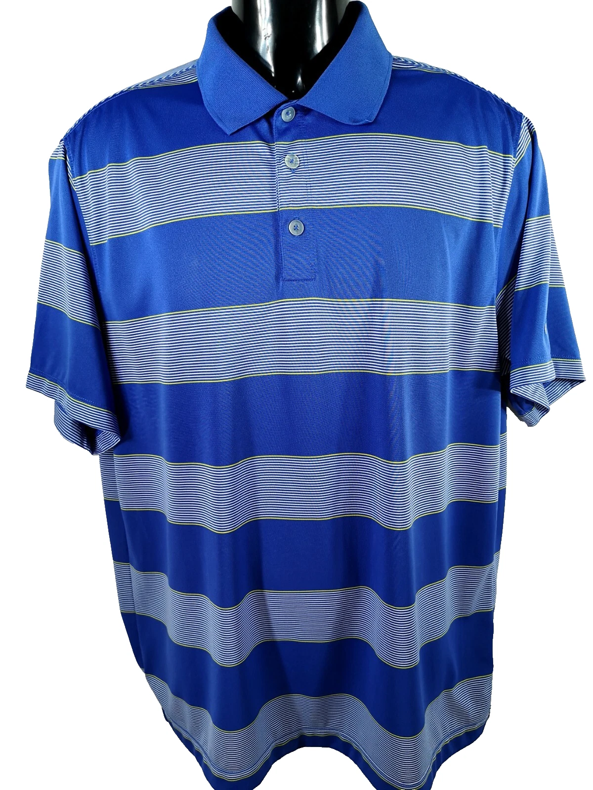 Nike Golf Men's Polo Shirt Size Large Dri Fit Stripe Short Sleeve Stripes Lg L