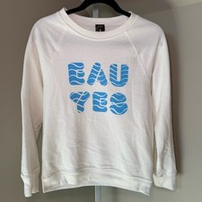 J.Crew x Charity Water Eau Yes Graphic Sweatshirt Cream Blue XS Made in USA