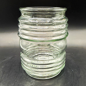 Clear Ribbed Glass Jar Container, Open Top Storage Jar, Clear Glass