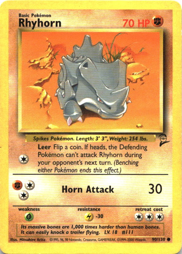 Rhyhorn 61/64 Common Jungle Pokemon Unlimited Lightly Played