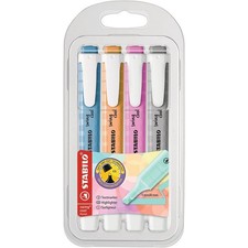 Highlighter - STABILO swing cool Pastel - Pack of 4 - Dusty Grey, Frozen Fuchsia