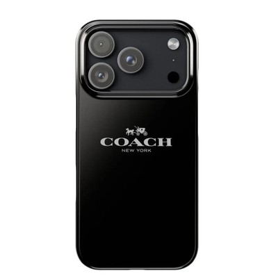 Coach Style Black Glossy iPhone Case 11 17 Pro Max Luxury Hard Cover