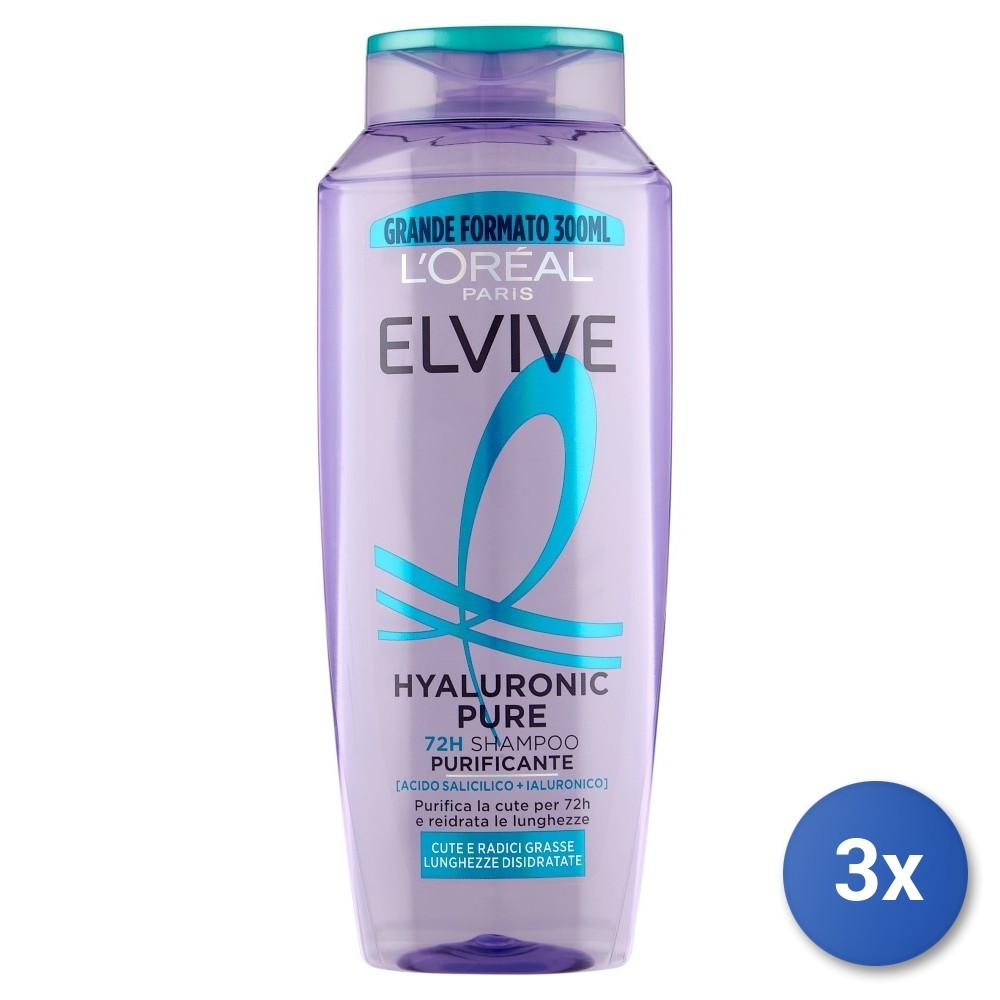 3X Elvive Shampoo 300 ML. Purifying Hyluronic